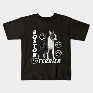 boston terrier dog love Kids T-Shirt